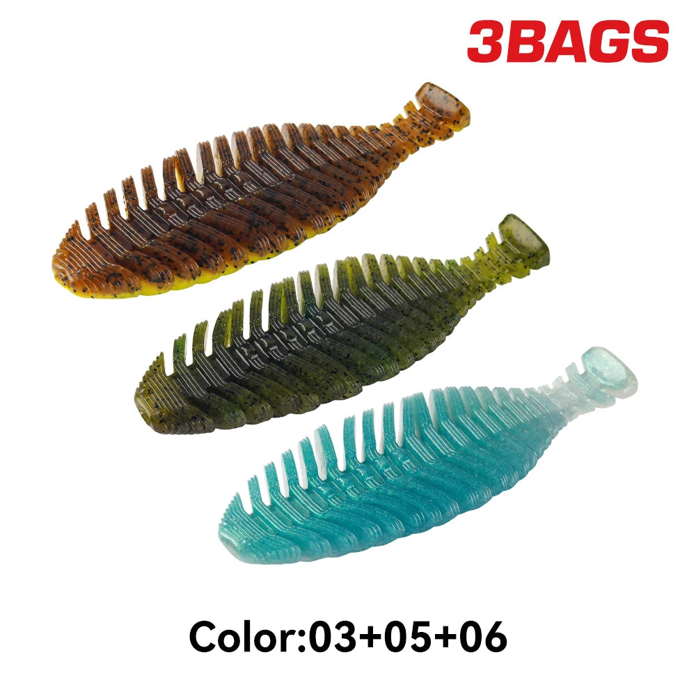 Kingdom 3Bags Soft Lure 95mm 12.5g 3pcs/Bag PVC Soft Shad Bait Smell Added Fat Artificial T Tail VIBE Swimbait For Pike Bass Fishing