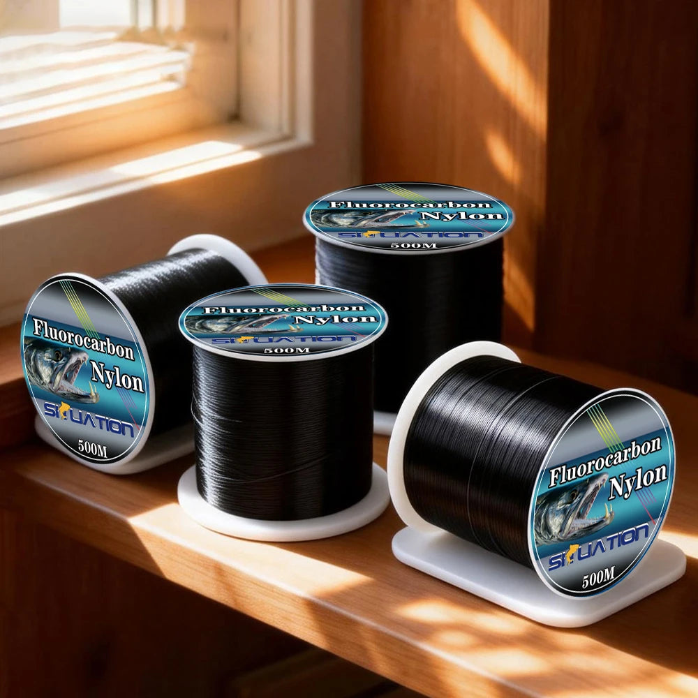 SIUATION Black Nylon Thread 500m Sea Pole Line Hand Pole Line Main Stream Reservoir Fishing Line
