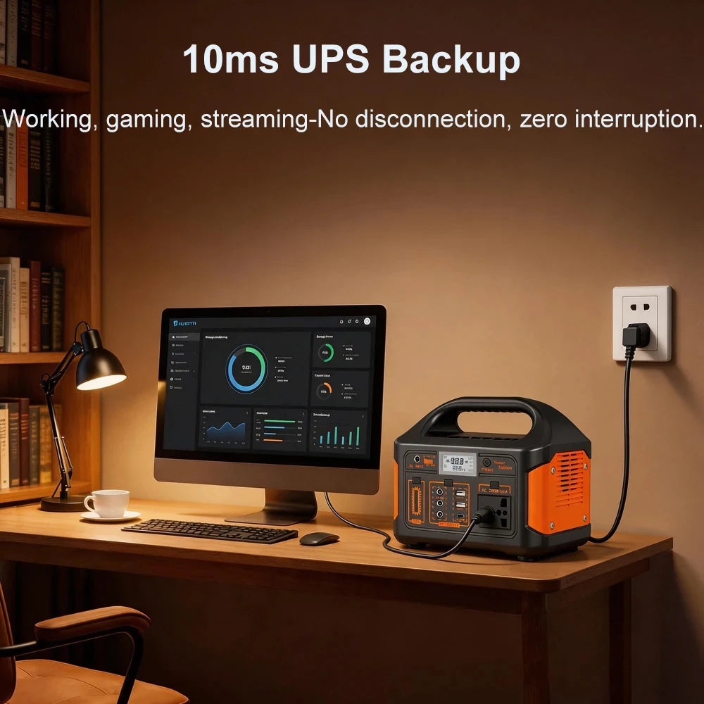 Gaiaray 300W 500W Portable Solar Generator 110V 460.8Wh LiFePO4 Battery  Power Station UPS Backup Power Bank  LED Light for Home Camping Outdoor Emergency Power