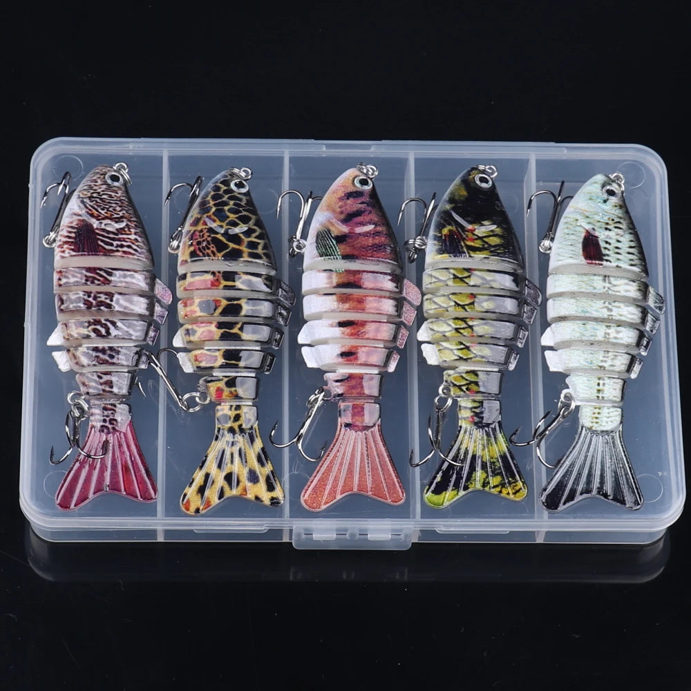 5pcs Multi-Joint Fishing Lure Set Artificial Fish Bionic Swimbait with Box