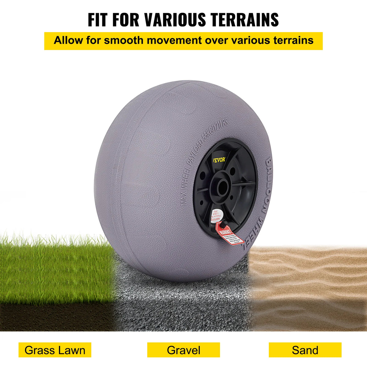 SucceBuy Beach Balloon Wheels 13" Replacement Sand Tires TPU Cart Tires for Kayak Dolly Canoe and Buggy w/ Free Air Pump 2-Pack