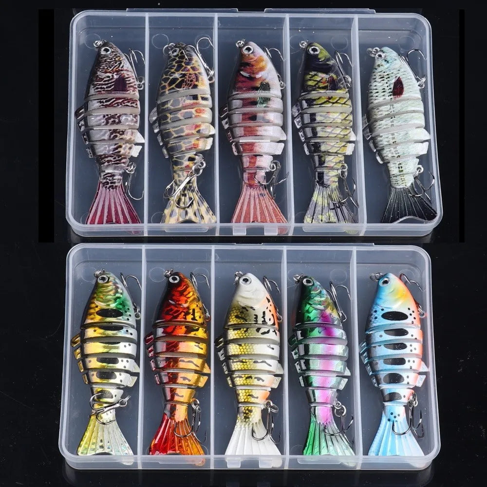 5pcs Multi-Joint Fishing Lure Set Artificial Fish Bionic Swimbait with Box