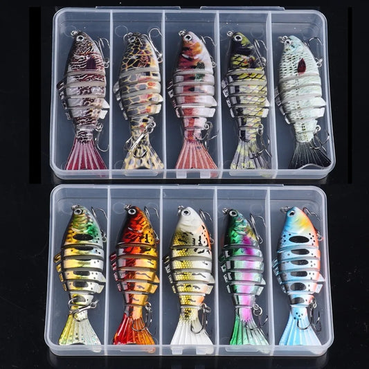 5pcs Multi-Joint Fishing Lure Set Artificial Fish Bionic Swimbait with Box