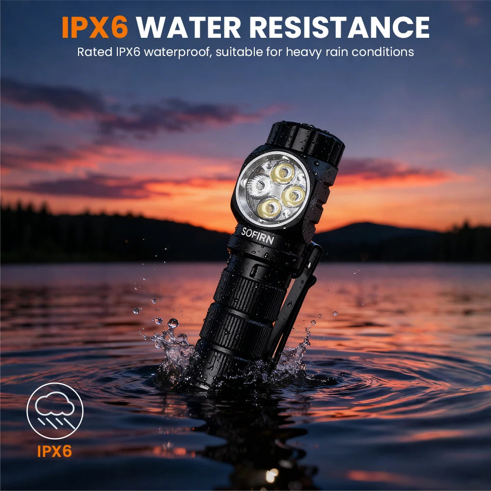 SOFIRN HS43 Headlamp 3200lm 184m White&660nm Red LED Rotary Switch 21700 USB C Rechargeable Flashlight
