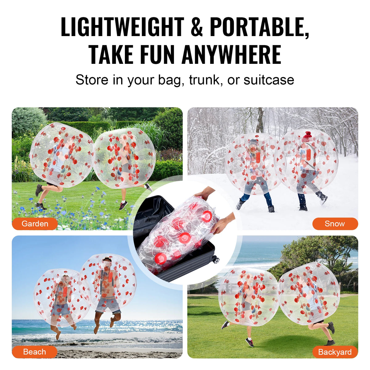 SucceBuy 4FT/1.2M Inflatable Bumper Ball Body Sumo Zorb Balls for Teen & Adult 0.8mm PVC Bubble Balls Bumper Bopper Toys