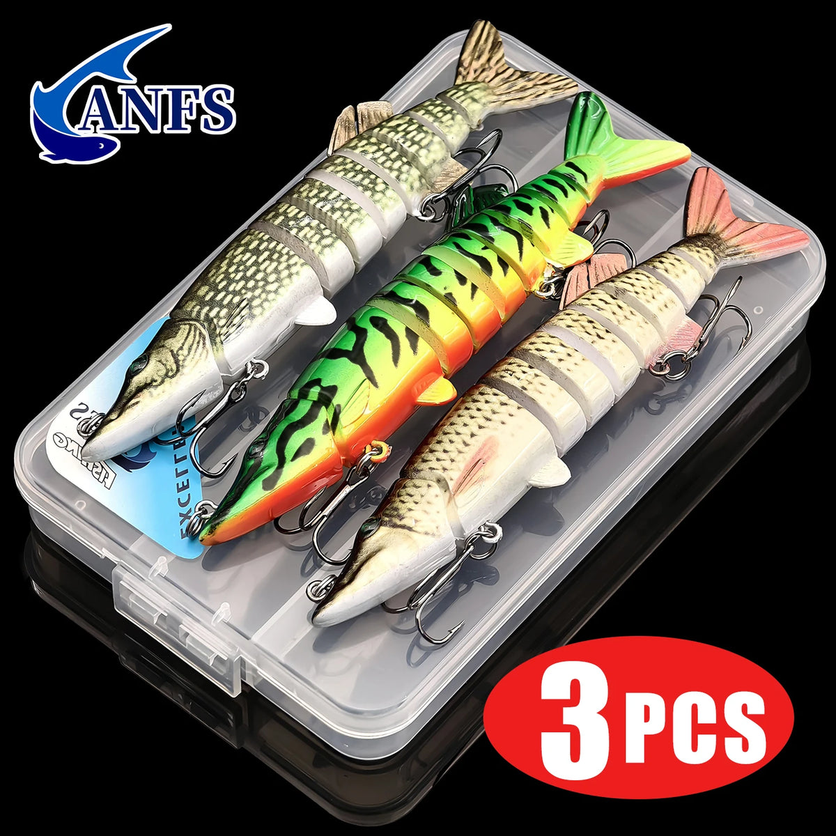 ANFS 3pcs Multi Jointed Swimbaits Fishing Lures for Bass Trout Perch Slow Sinking Lifelike Fishing Lure Kit Swimming Lures Freshwater Saltwater