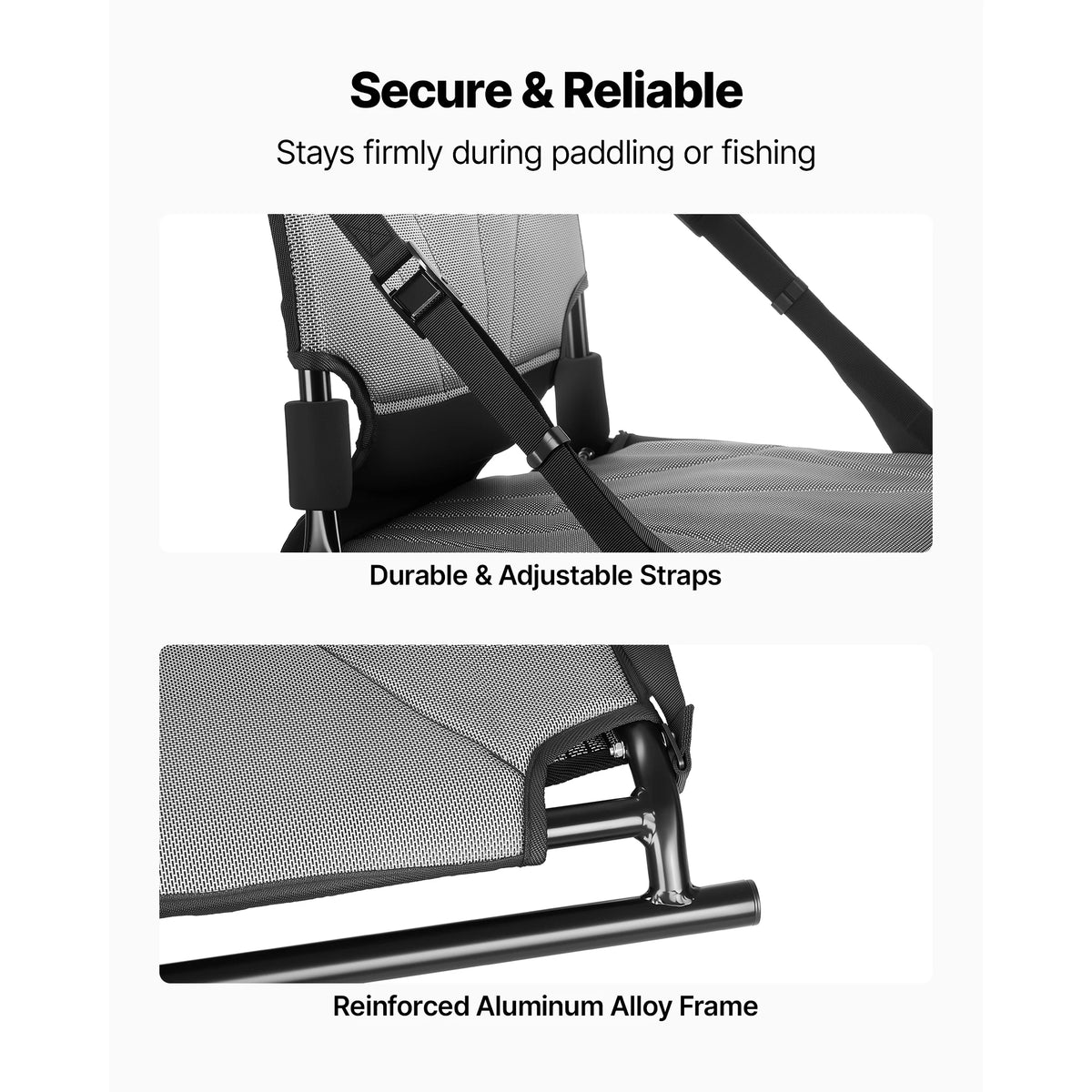 SucceBuy Kayak Seat 1 Pack with Adjustable Back Support Adjustable Straps Aluminum Alloy Frame  for Sit-on-Top Fishing Canoes
