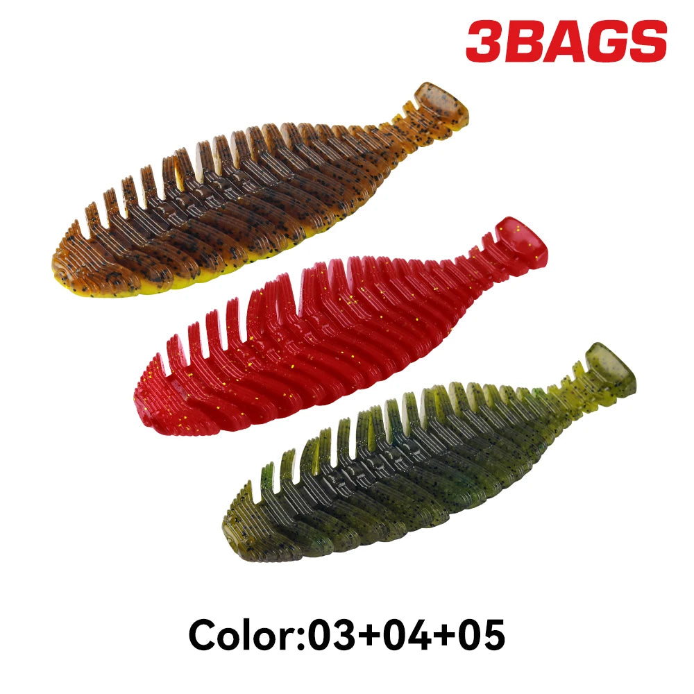 Kingdom 3Bags Soft Worm Fishing Lure 95mm 12.5g Artificial Bait Viber Shad Wobbler Pike Bass Jigging Pesca Soft Fishing Lure