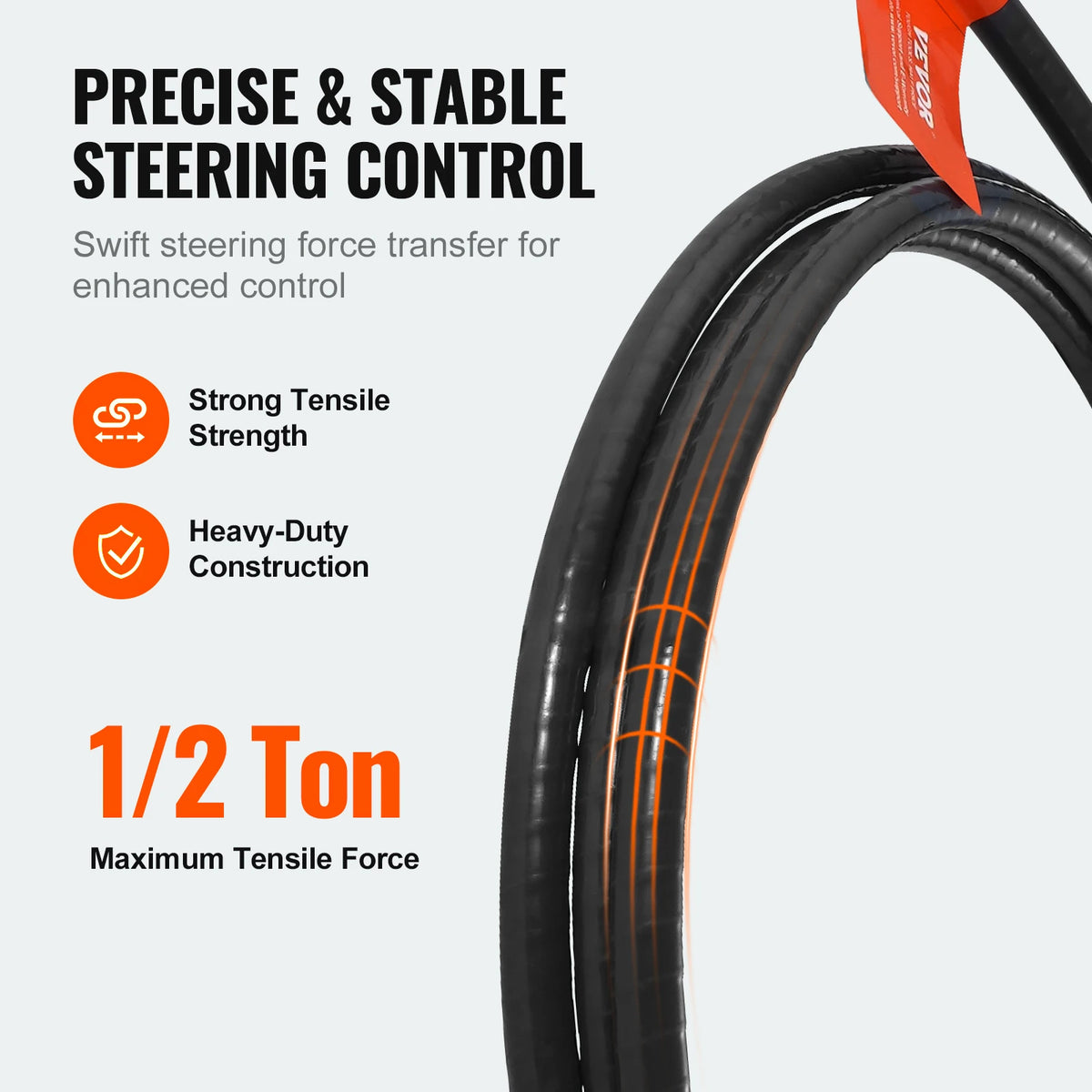 SucceBuy Boat Steering Cable 17 Feet Outboard Marine Rotary Steering Cable 1/2 Ton High Tensile Strength Universal Compatibility