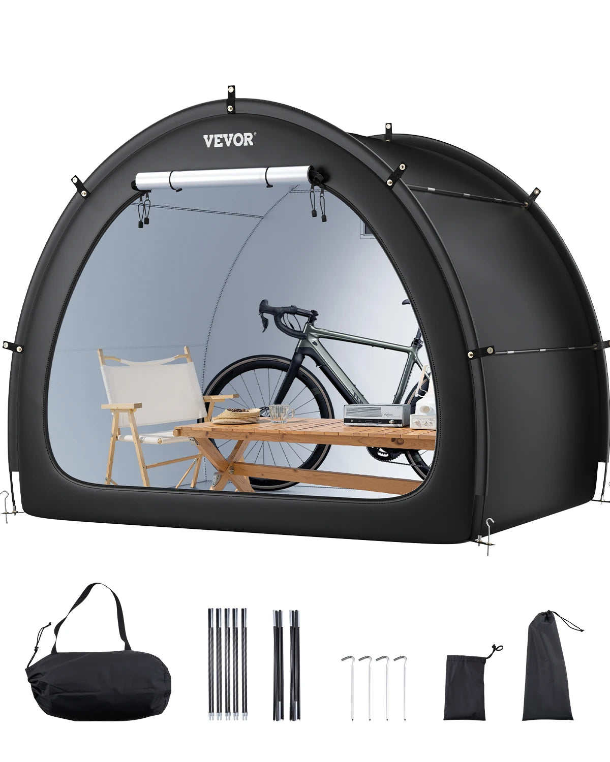 SucceBuy Bike Storage Tent Waterproof Outdoor Spacious Bike Storage Tent with Ventilated Window Strength Fiberglass for Bicycle