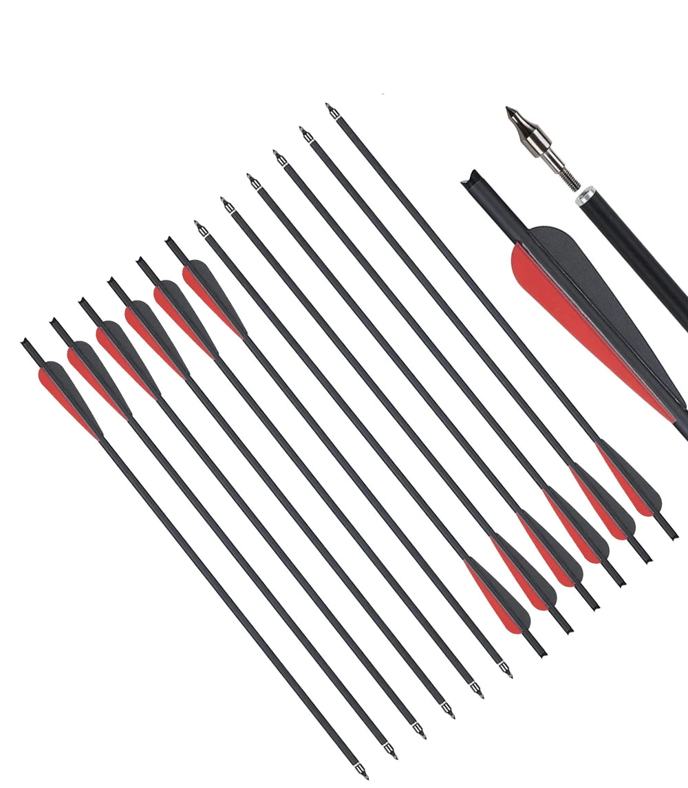 6/12/24pcs/lot 20" 22" Archery Carbon Arrows Spine 400 With 4" Fletching for Crossbow Bolts Hunting Bow