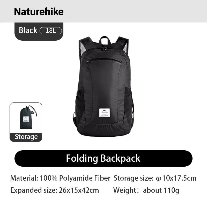 Naturehike 18L Silicone Folding Backpack Lightweight Portable Waterproof Bag Women Man Bag Outdoor Hiking Shoulder Skin Bags