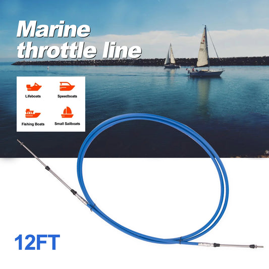 12FT Marine 33C Throttle Cable for Boat | Universal Outboard Engine Control Lever Cable Replacement