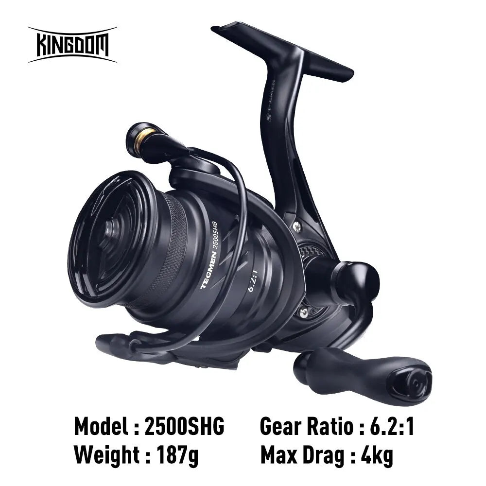 Kingdom Tegmen 5.2:1 6.2:1 143g Spinning Fishing Reels High Speed Gear Ratio Light Carbon Fiber Body Drag 10+1 Bearing Quantity