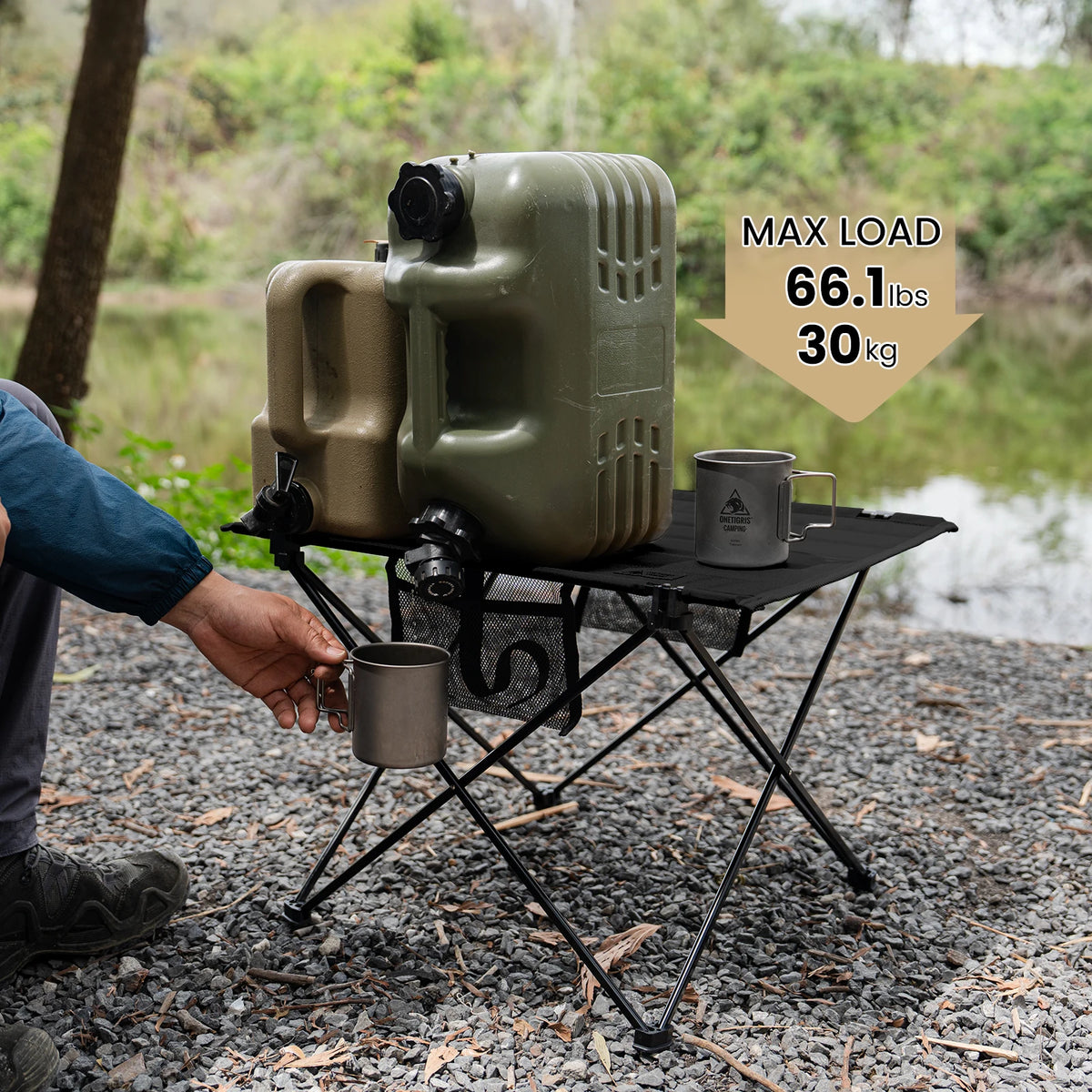ONETIGRIS Foldable Camping Table, Lightweight Portable Table Sturdy & Quick Setup, Holds Up to 66 lbs, Perfect for Camping, Hiking, Backpacking, Picnic, Beach, Travel