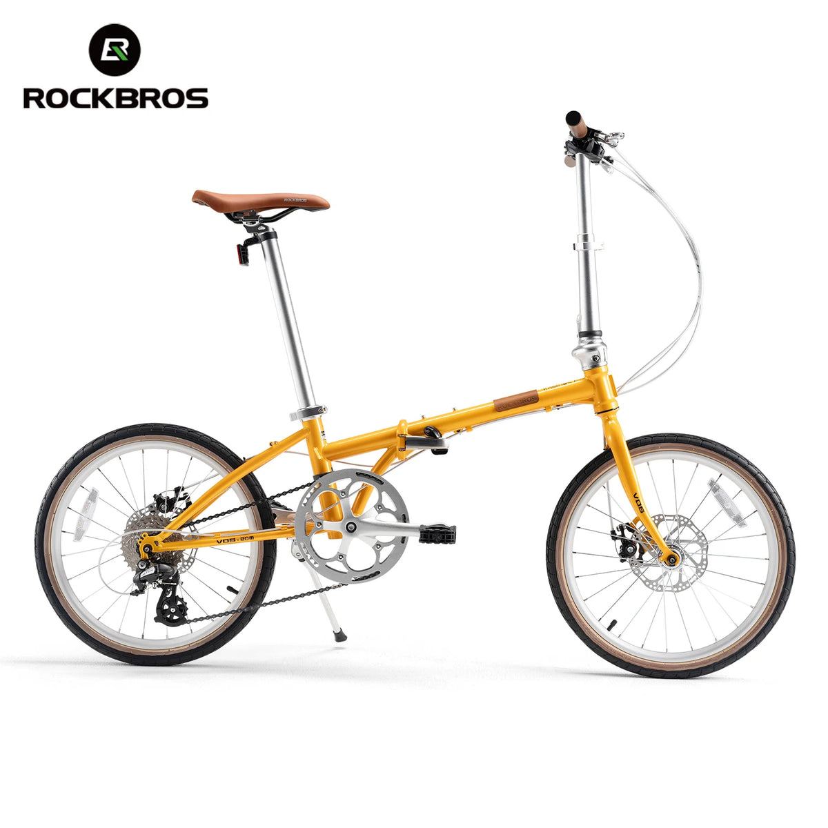 ROCKBROS 20 Inches Folding Bike Lightweight High Strength Steel Frame 8-Speed Shifter Disc Brake Portable Daily Commute Bicycle