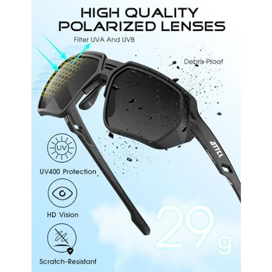 ATTCL Sports Polarized Sunglasses for Men: Womens UV400 Protection, Lightweight Wrap Around TR90 Frame for Fishing Golf