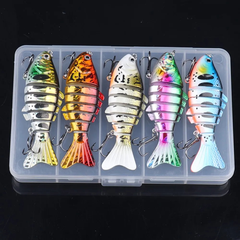5pcs Multi-Joint Fishing Lure Set Artificial Fish Bionic Swimbait with Box