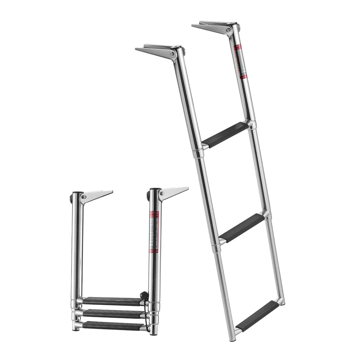 SucceBuy 3/4 Steps Boat Ladder Stainless Steel 600/900 lbs Telescoping Folding Swim Deck Ladder with Anti-Slip Steps for Yacht