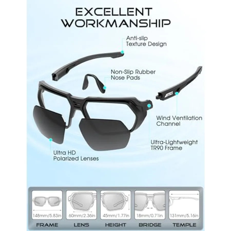 ATTCL Sports Polarized Sunglasses for Men: Womens UV400 Protection, Lightweight Wrap Around TR90 Frame for Fishing Golf