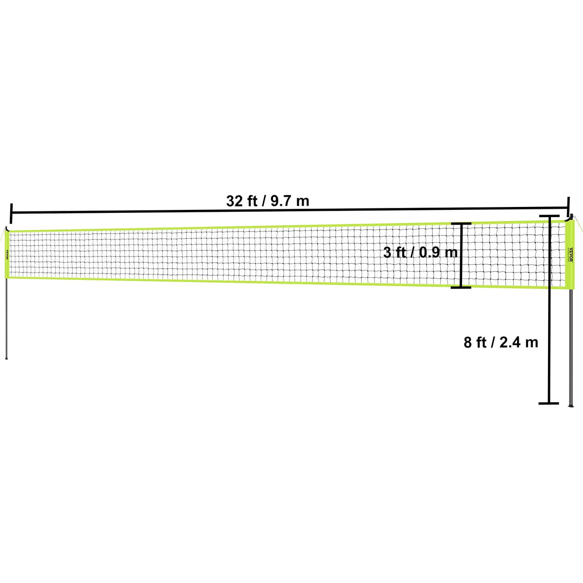 SucceBuy Outdoor Volleyball Net System Adjustable Height Steel Poles with PVC Volleyball Pump Carrying Bag for Beach Lawn