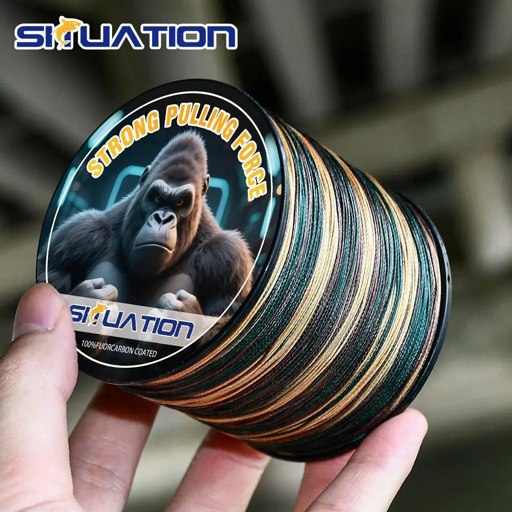 SIIUATIONA 500M-546yds 4X braided PE fishing line, featuring high-visibility color coding, exceptional tensile strength, and dur