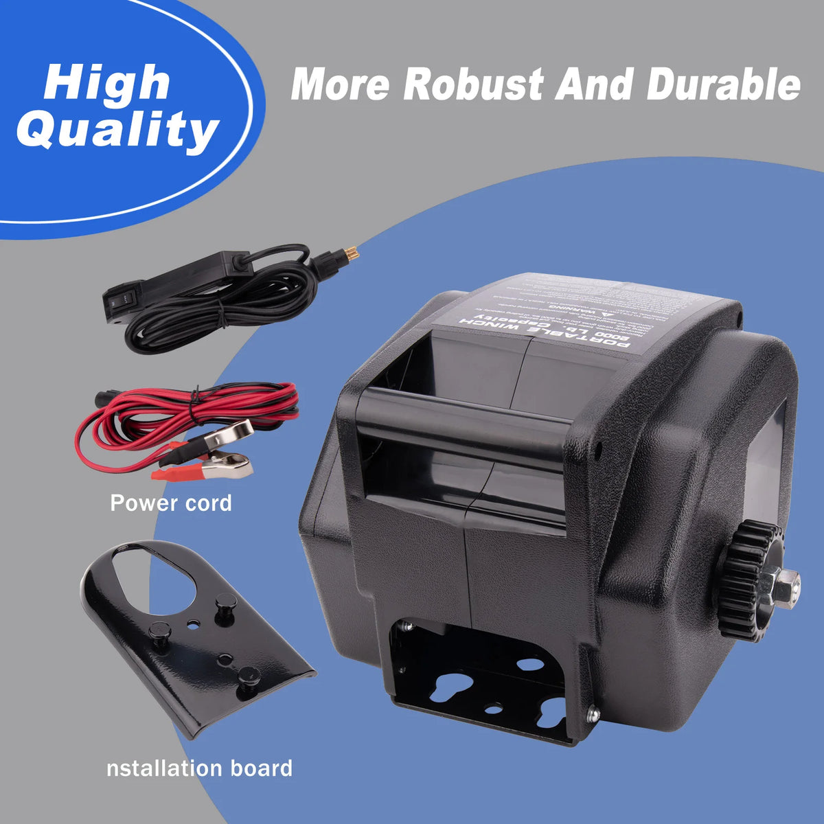 2000LBS 12V Electric Winch Electric IN/OUT with Freewheel Pulley Hook Wireless Remote