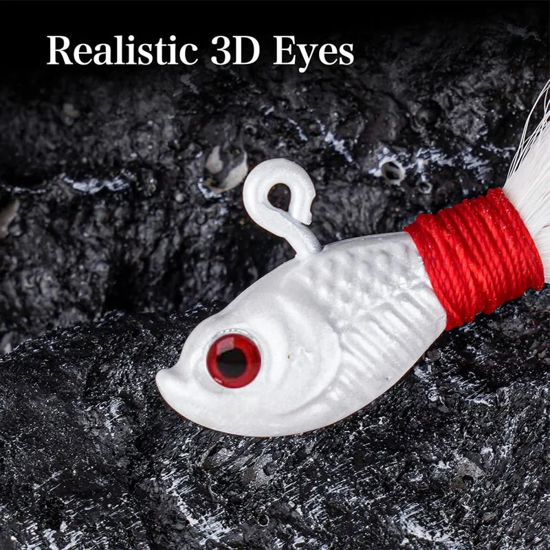 3pcs Bucktail Jig Heads Fishing Lures Saltwater Freshwater Fishing Jig Bass Pike Walleye Striper Bait