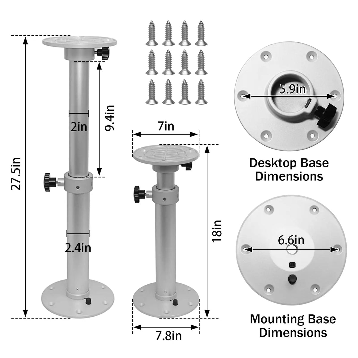HWHONGRV Removable Boat Table 34X18 inch & Boat Table Pedestal Set 17.8‑27.2 Inch Height Range （Fast & Free Shipping）