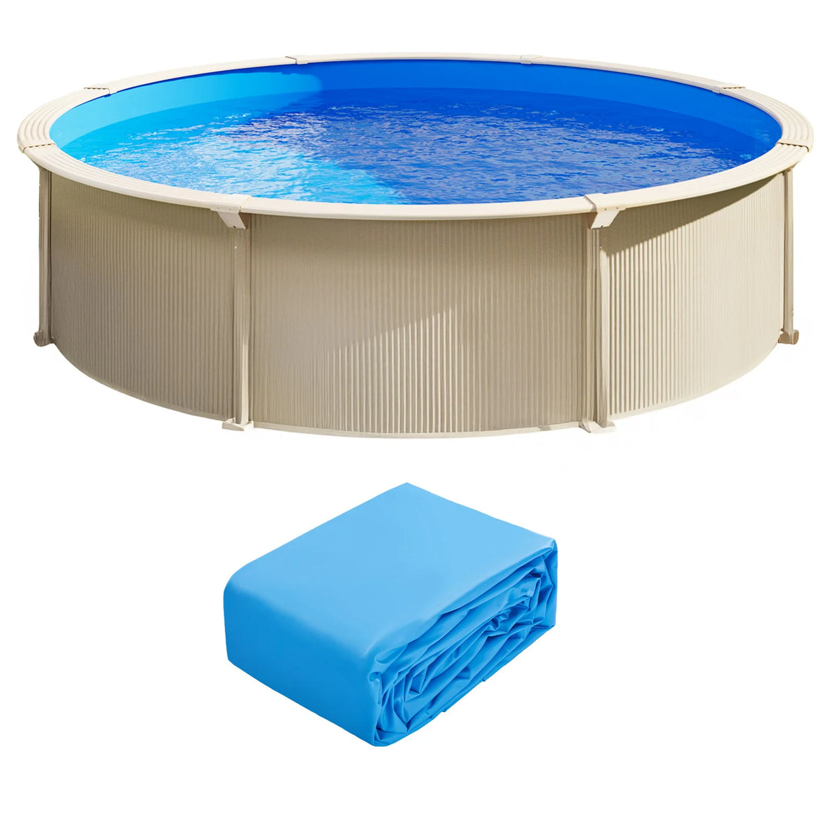 SucceBuy Pool Liner 18ft Round Swimming Pool Liner Standard Gauge Long Lasting Vinyl Pool Liner Overlap Style Liner Replacement