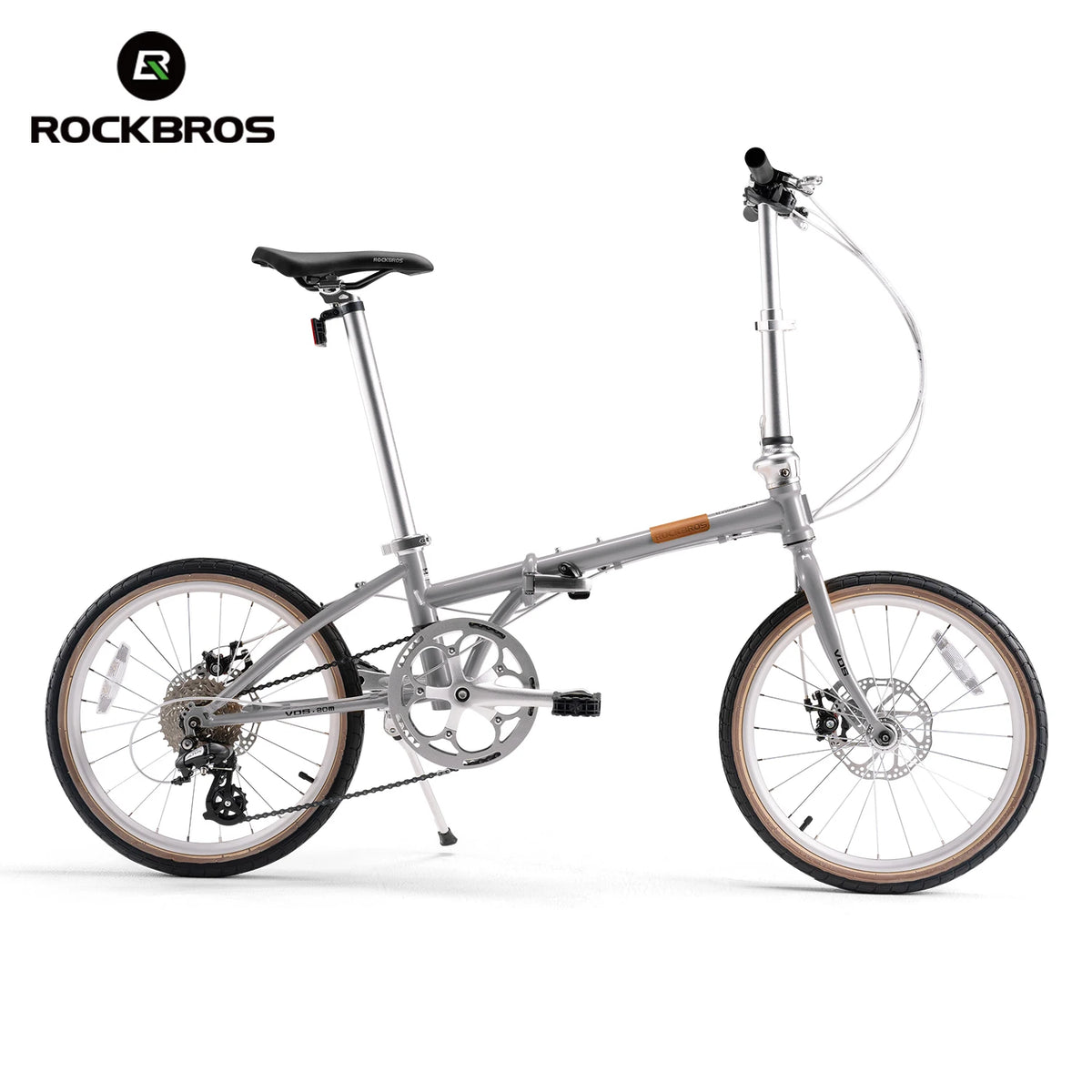 ROCKBROS 20 Inches Folding Bike Lightweight High Strength Steel Frame 8-Speed Shifter Disc Brake Portable Daily Commute Bicycle