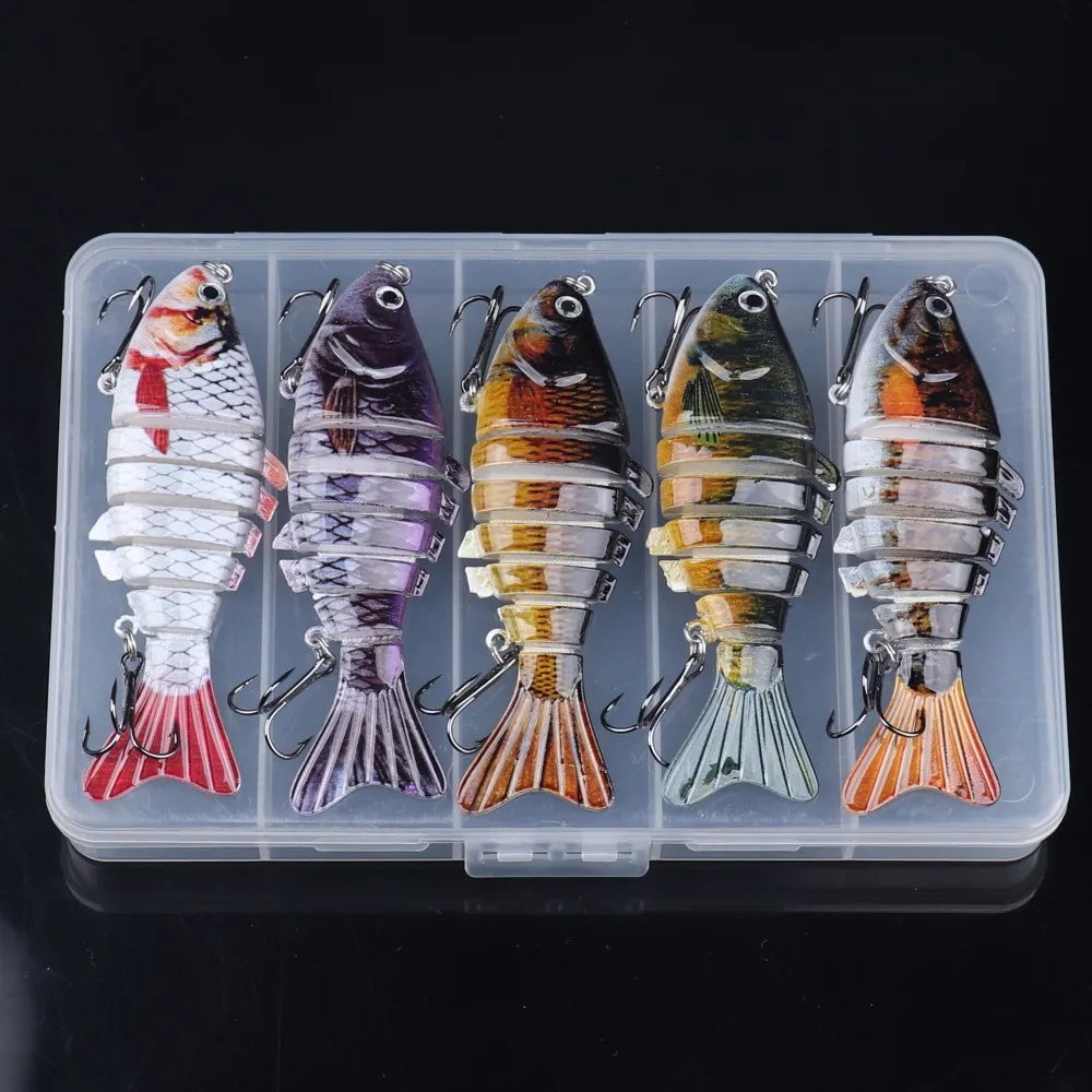 5pcs Multi-Joint Fishing Lure Set Artificial Fish Bionic Swimbait with Box