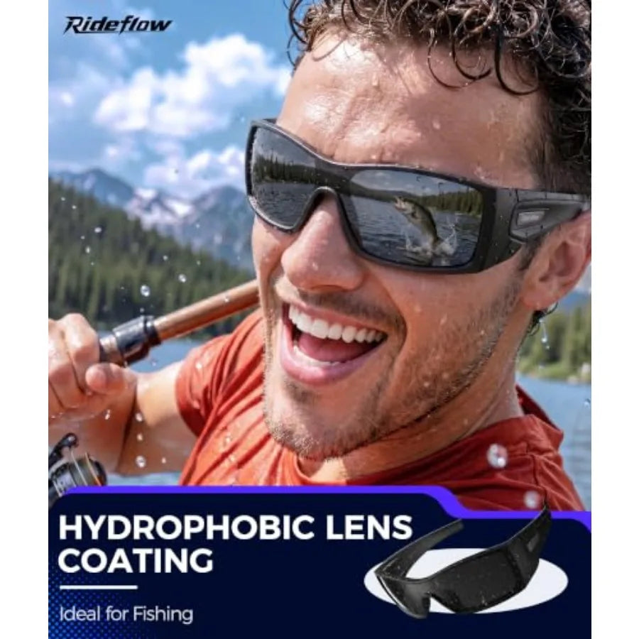 Polarized Sunglasses Men, Fishing Sunglasses with Saltwater Coating, UV Protection Sunglasses for Running Driving Golf