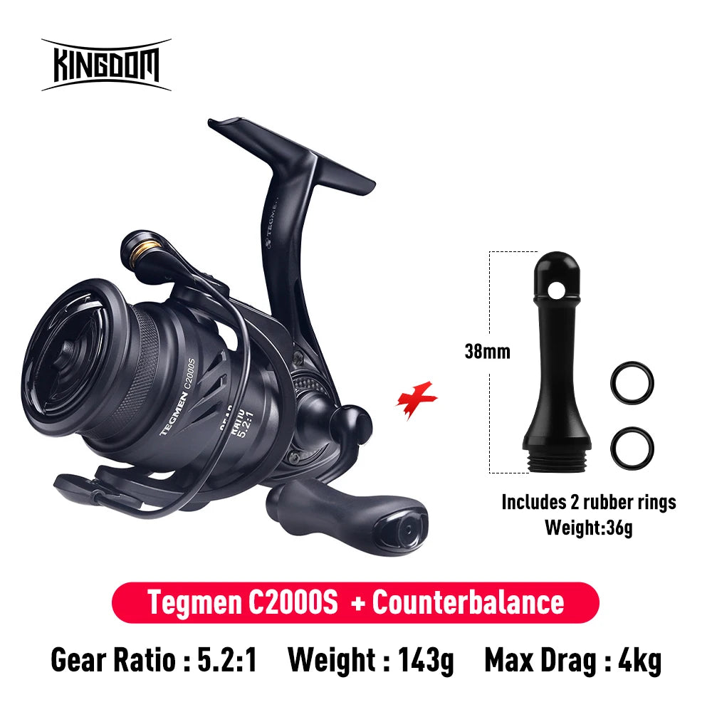 Kingdom Tegmen 5.2:1 6.2:1 143g Spinning Fishing Reels High Speed Gear Ratio Light Carbon Fiber Body Drag 10+1 Bearing Quantity