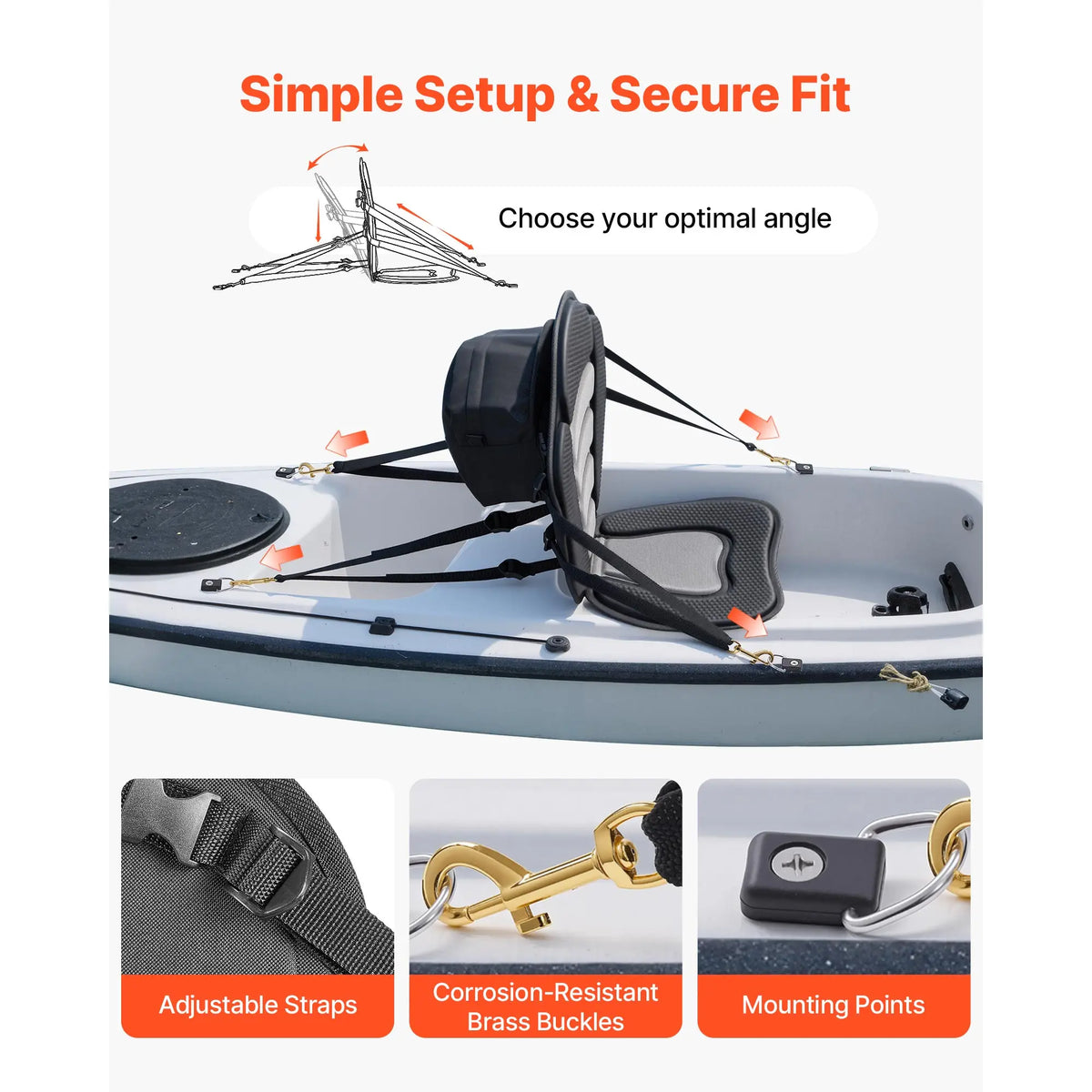 SucceBuy Kayak Seat Universal Paddle Board Seat with Back Support Sit-on-Top Padded Cushion with Bag & Adjustable Straps for SUP
