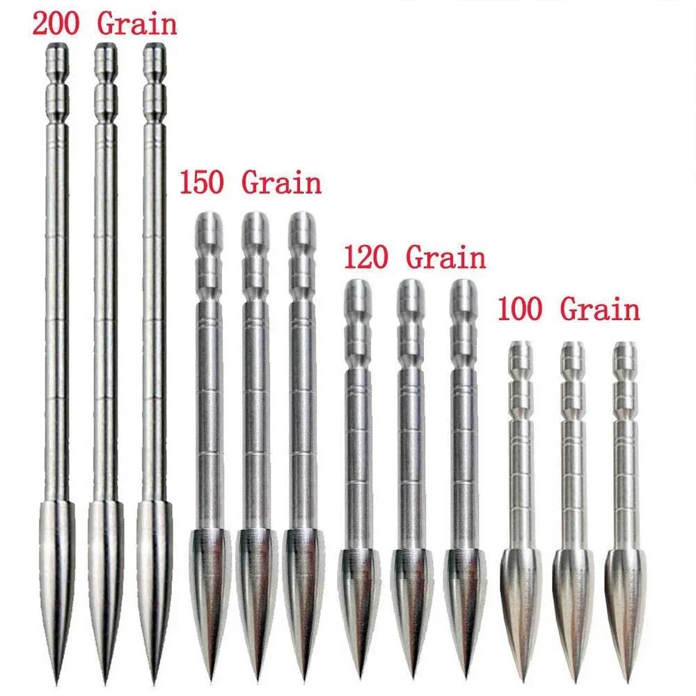 Field Arrow Insert Points 12Pcs Archery Stainless Steel Arrowheads 100-200 Grain Compatible with ID4.2mm Arrow Shafts Durable Target Tip Accessory for Compound Recurve Bow Training & Hunting