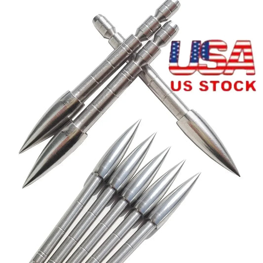Field Arrow Insert Points 12Pcs Archery Stainless Steel Arrowheads 100-200 Grain Compatible with ID4.2mm Arrow Shafts Durable Target Tip Accessory for Compound Recurve Bow Training & Hunting