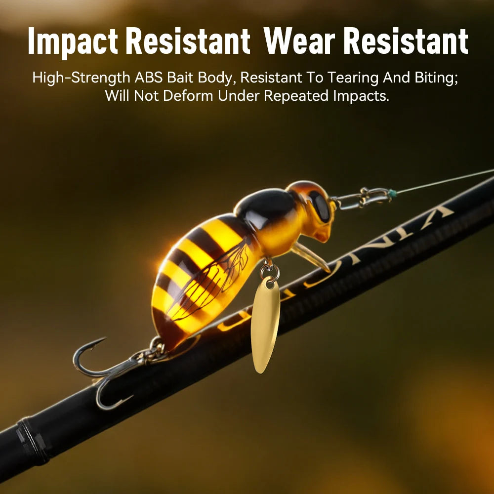 Kingdom 3pcs Wasp Minnow Lure 35mm 3.9g Floating Artificial Hard Wobblers With Spinner Single Hook For Freshwater Bass Trout Pike Fishing