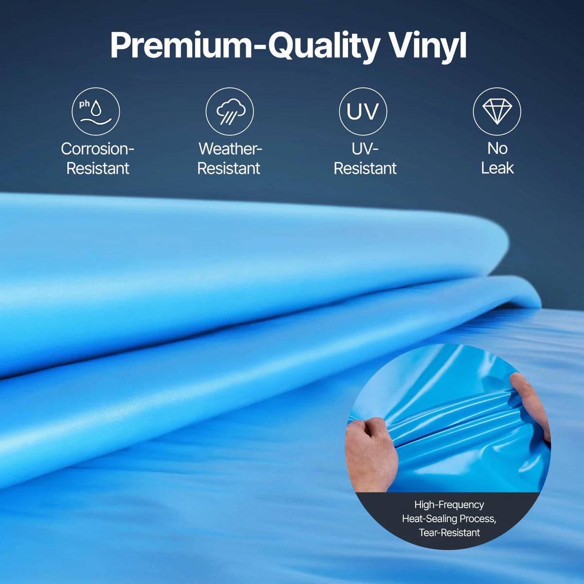 SucceBuy Pool Liner 18ft Round Swimming Pool Liner Standard Gauge Long Lasting Vinyl Pool Liner Overlap Style Liner Replacement