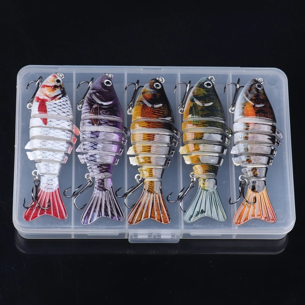 5pcs Multi-Joint Fishing Lure Set Artificial Fish Bionic Swimbait with Box