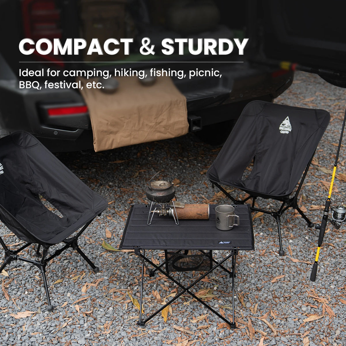 ONETIGRIS Foldable Camping Table, Lightweight Portable Table Sturdy & Quick Setup, Holds Up to 66 lbs, Perfect for Camping, Hiking, Backpacking, Picnic, Beach, Travel
