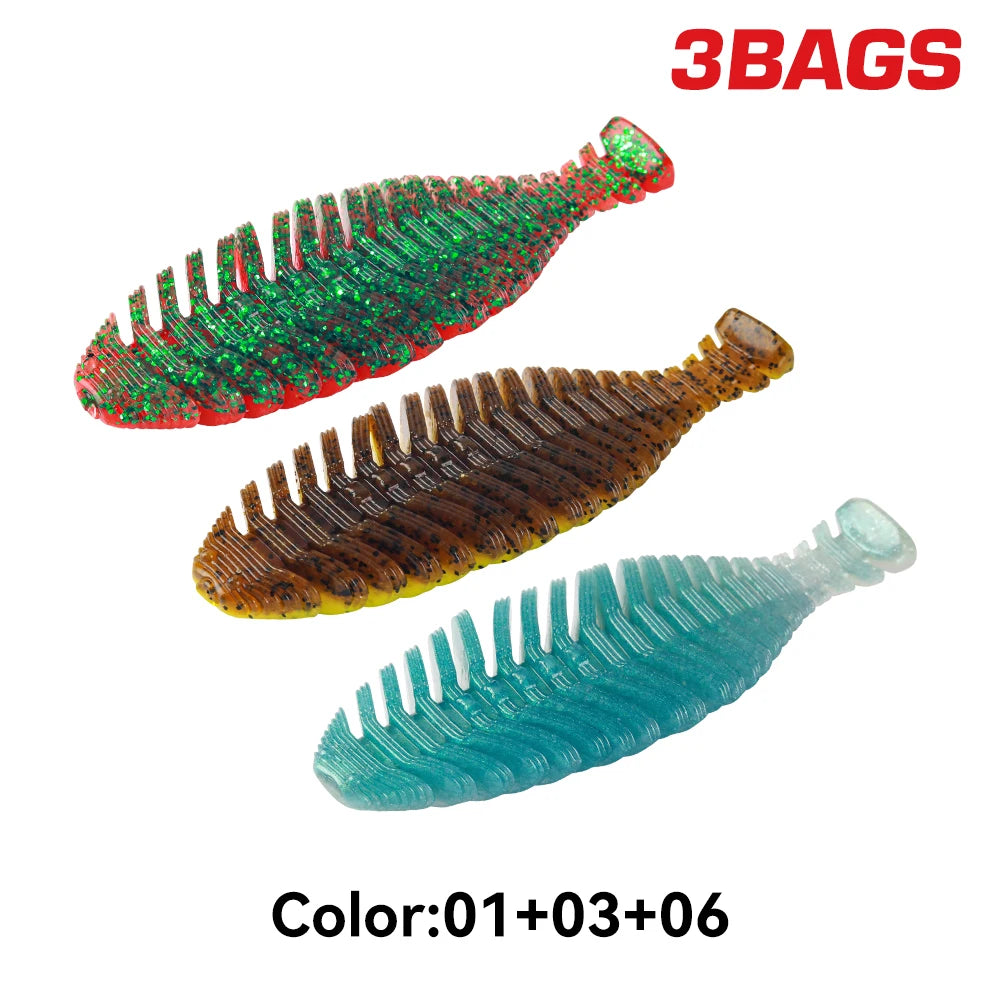 Kingdom 3Bags Soft Lure 95mm 12.5g 3pcs/Bag PVC Soft Shad Bait Smell Added Fat Artificial T Tail VIBE Swimbait For Pike Bass Fishing