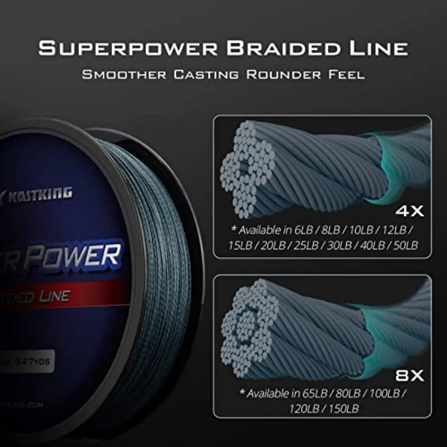 SuperPower Braided Fishing Line - Abrasion Resistant Braided Lines Incredible Superline Zero Stretch Smaller Diameter A Must-Ha