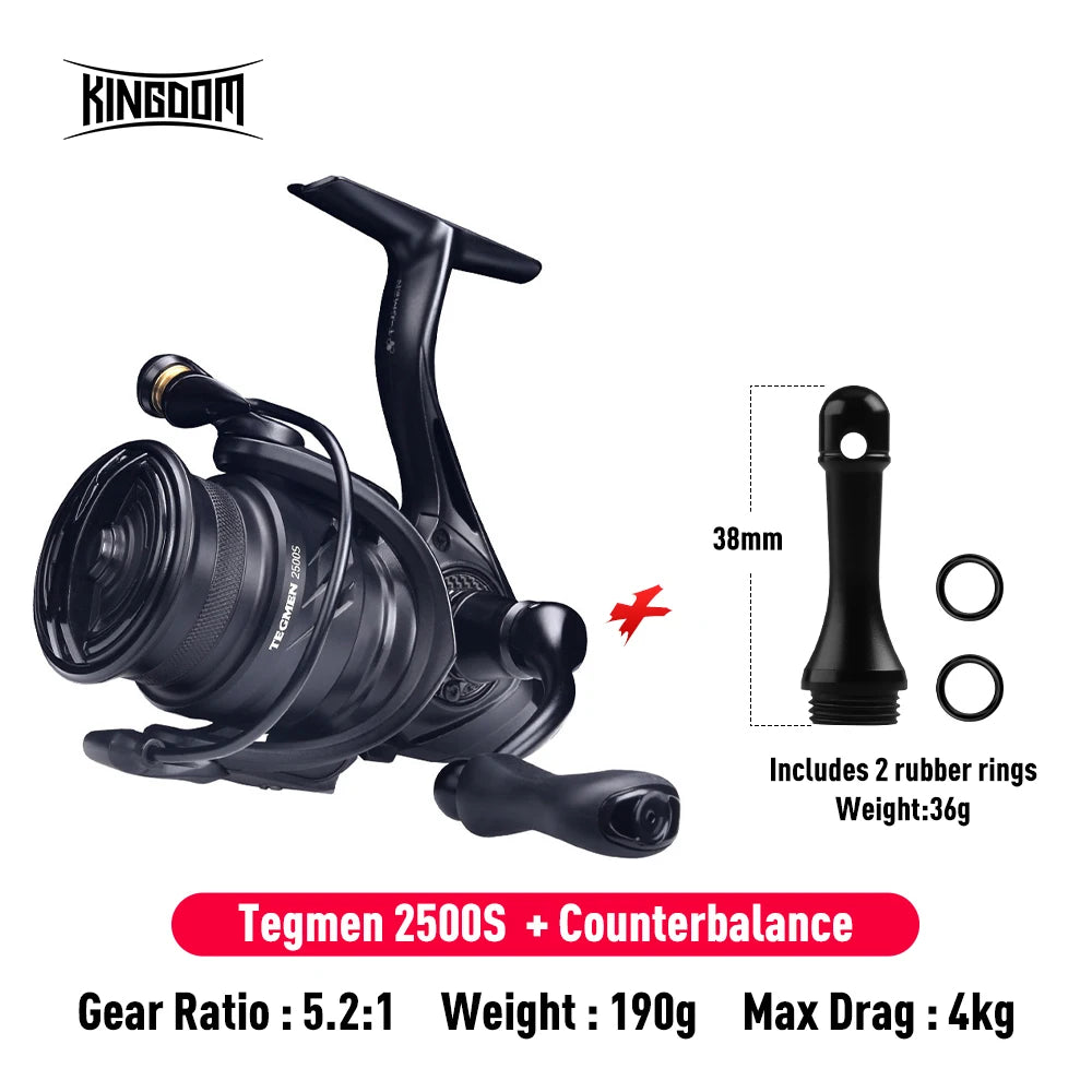 Kingdom Tegmen 5.2:1 6.2:1 143g Spinning Fishing Reels High Speed Gear Ratio Light Carbon Fiber Body Drag 10+1 Bearing Quantity